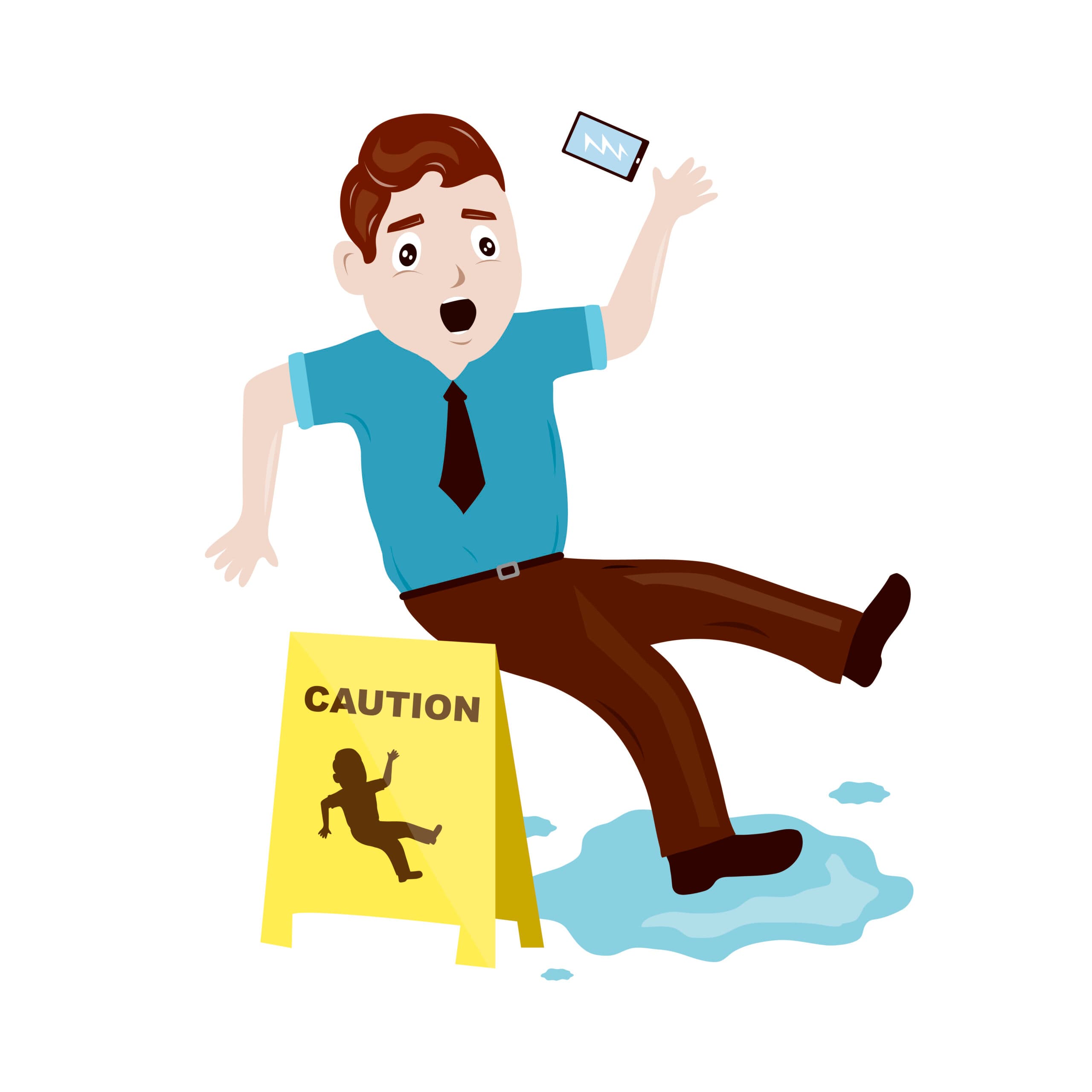 Man slipped on a wet floor